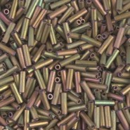 Miyuki Bugle 6mm Beads - Matted metallic khaki iris BGL2-2035